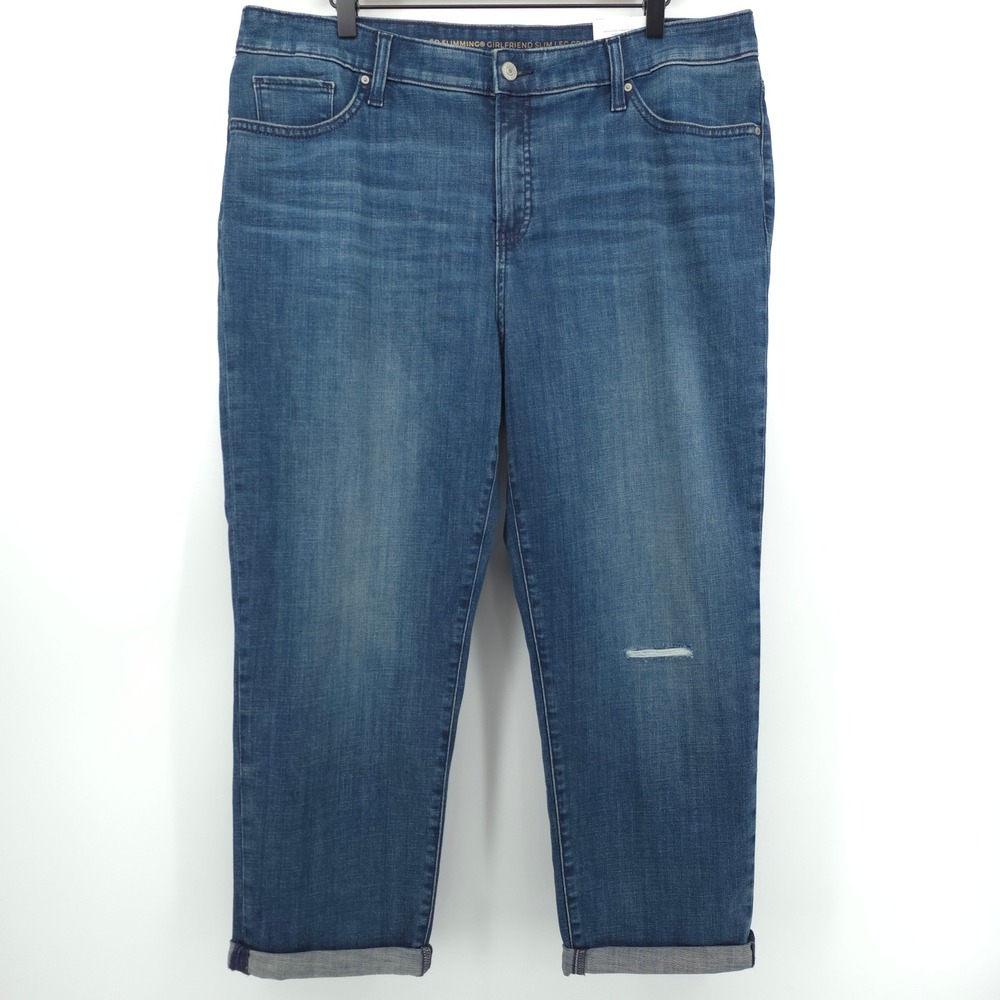 Chico's Women Jeans So Slimming‎ Girlfriend Slim Leg Crop 3 (US 16) Blue